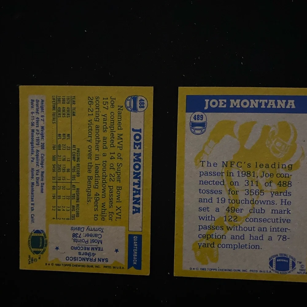 1982 Topps Joe Montana All Pro and In Action Cards. - Picture 2 of 4